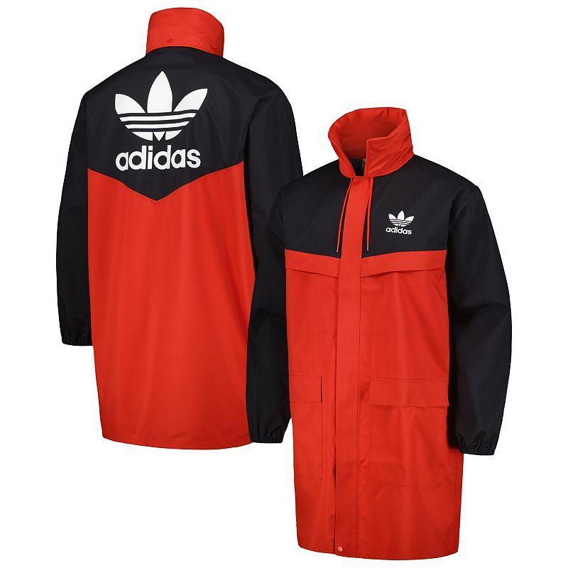 Mens adidas Originals Red/Black Manchester United Hoodie Full-Zip Bench Jacket Product Image