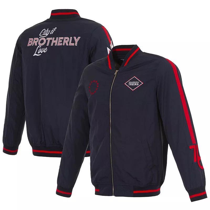 Mens Jh Design Navy Philadelphia 76ers 2023/24 City Edition Nylon Full-Zip Bomber Jacket Product Image