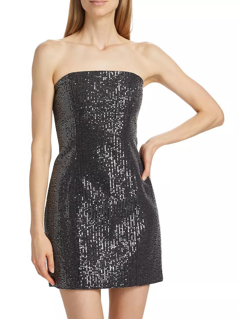 Sequined Cotton Twill Strapless Minidress Product Image