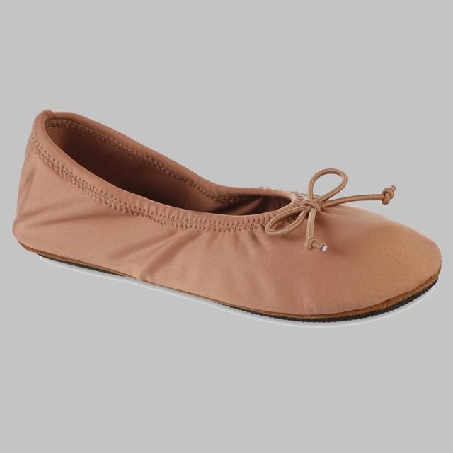 Isotoner Womens Sloan Nude Spandex Ballerina Slippers - Honey Brown L Product Image