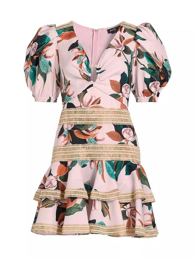 Magnolia Floral Puff-Sleeve Fit & Flare Minidress Product Image