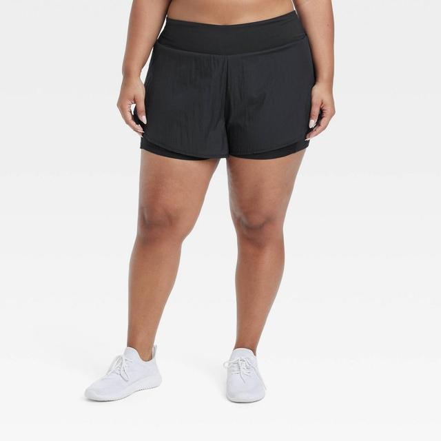 Womens Woven High-Rise 2-in-1 Run Shorts 3 - All In Motion Black 3X Product Image