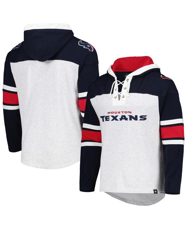 Mens 47 Brand Houston Texans Heather Gray Gridiron Lace-Up Pullover Hoodie Product Image