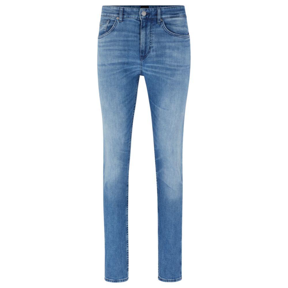 Boss Slim-fit jeans in super-soft blue stretch denim - blue - Size: 35 x 32 Product Image