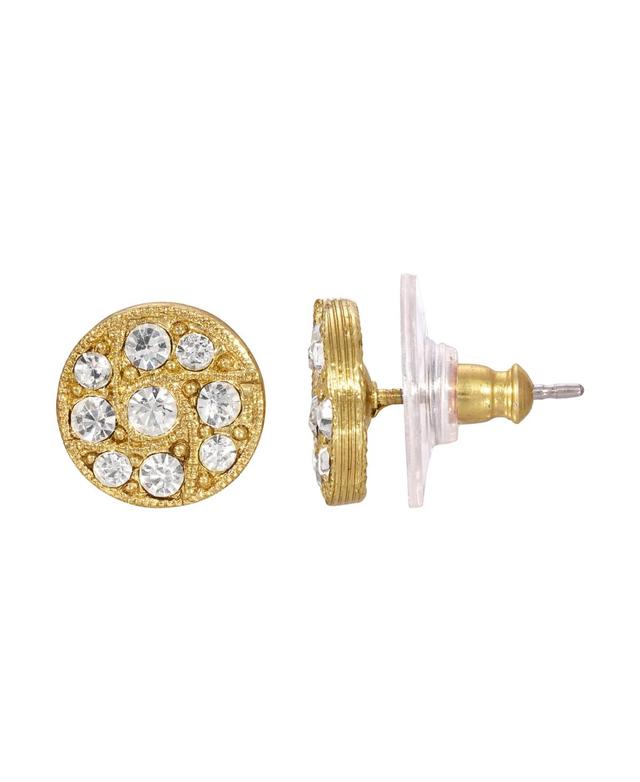 1928 Gold Tone White Simulated Crystal Round Earrings, Womens Product Image