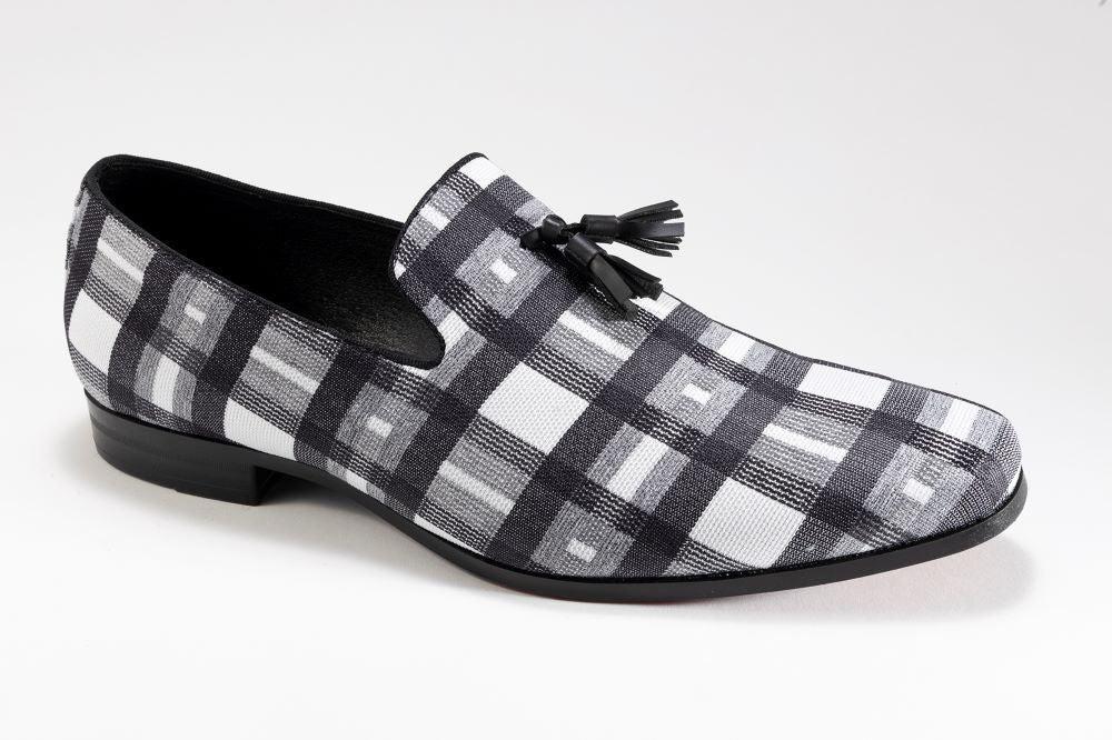 Black Plaid Casual Slip On Loafers Product Image