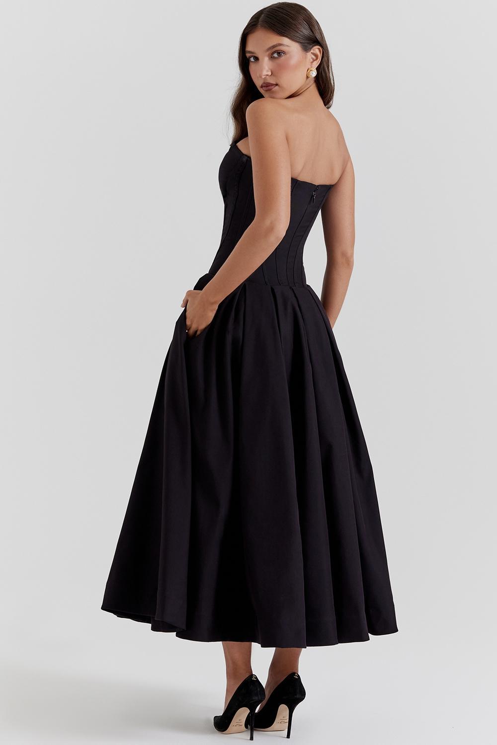 Lady Black Strapless Midi Dress Product Image