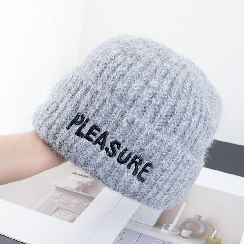 Lettering Embroidered Knit Beanie product image