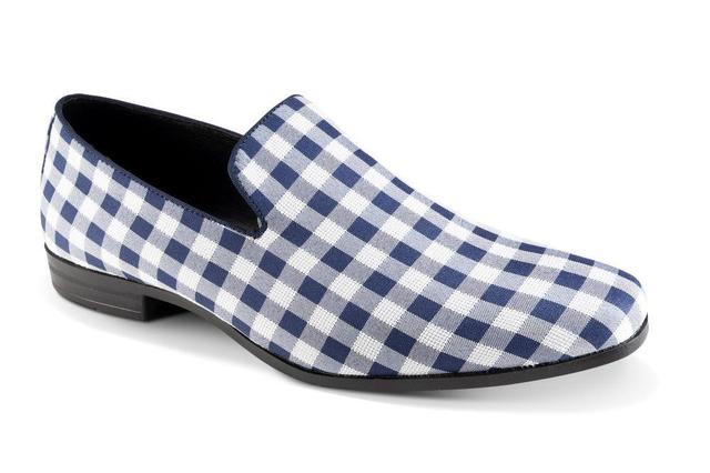 Navy Checker Pattern Fashion Loafer Product Image