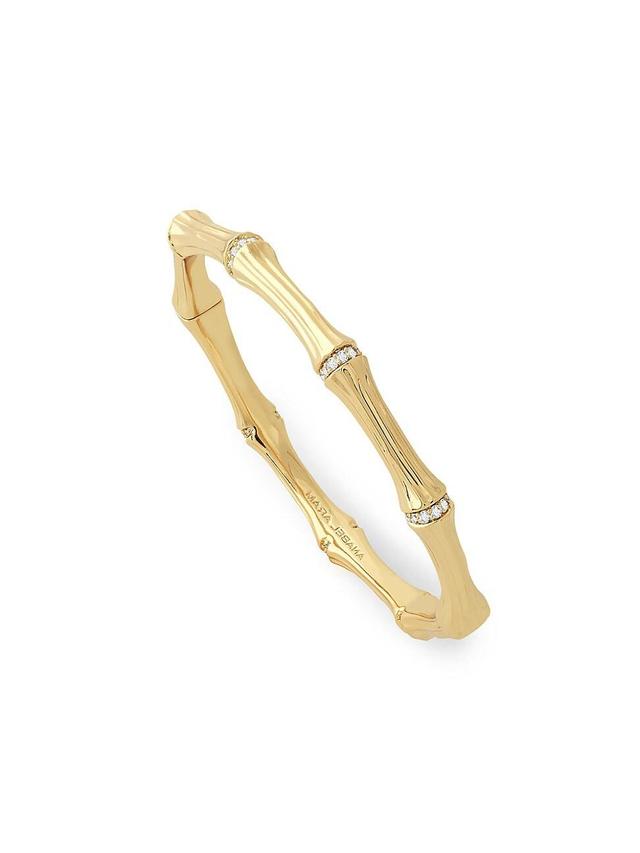 Womens Bamboo 18K Gold-Plated & Cubic Zirconia Hinge Bangle Product Image