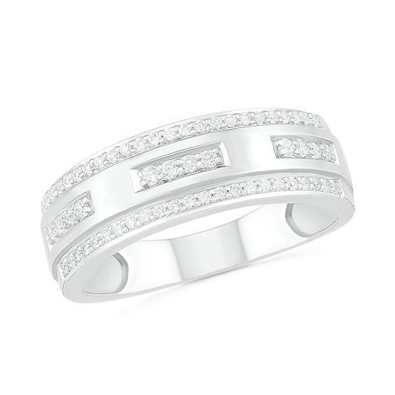 Men's 3/8 CT. T.w. Diamond Edge Wedding Band in 10K White Gold Product Image