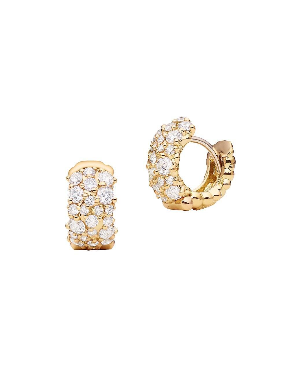 Womens Confetti 18K Yellow Gold & 0.93 TCW Diamond Huggie Hoop Earrings Product Image