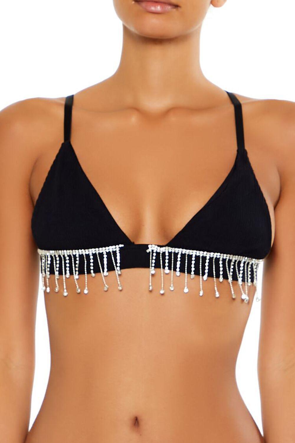 Seamless Rhinestone Fringe Bralette | Forever 21 Product Image