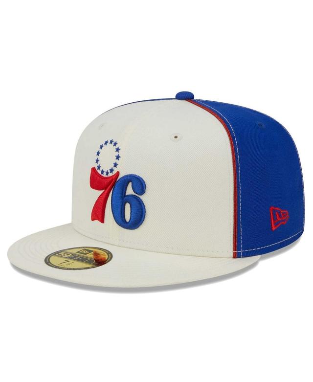 Mens New Era Cream Philadelphia 76ers Piped Pop Panel 59FIFTY Fitted Hat Product Image