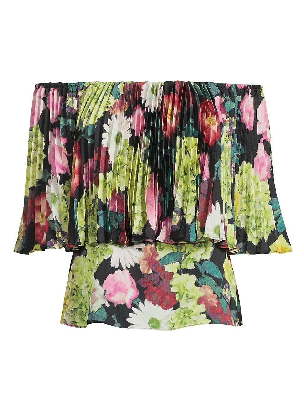 Womens Carol Floral Pleated Off-the-Shoulder Blouse Product Image