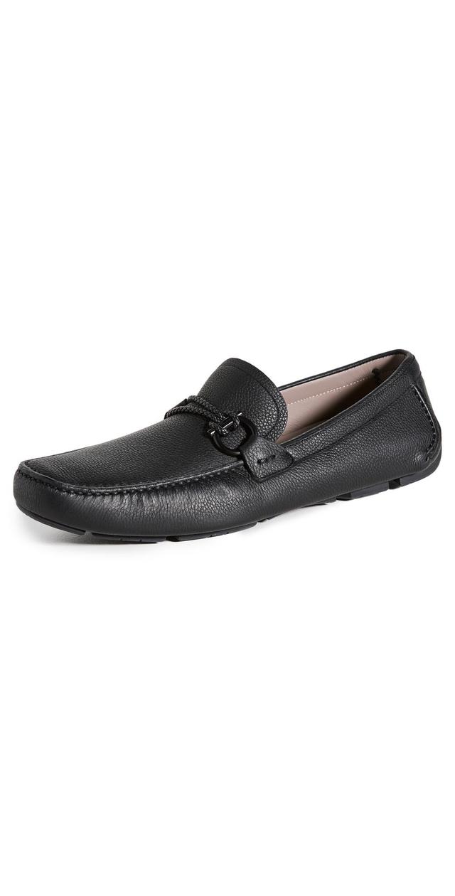 Mens Front Buckle Leather Driver Loafers Product Image