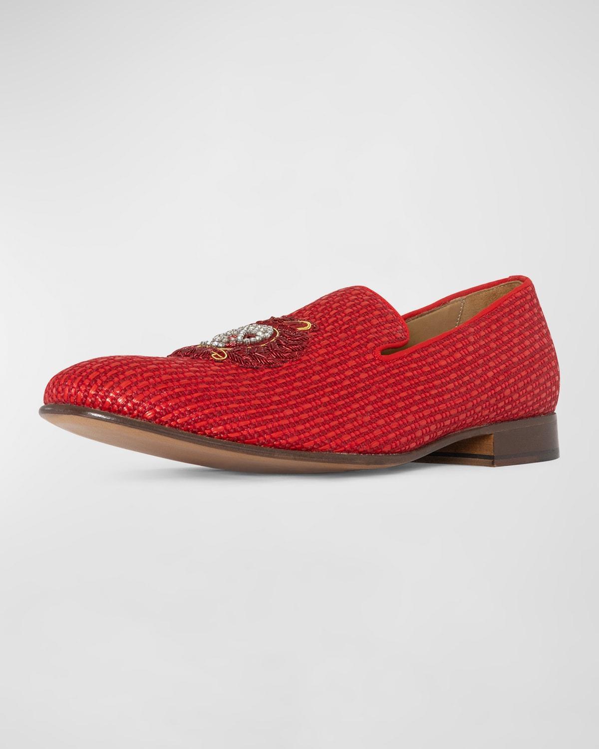 Men's Spencer Raffia Crest Logo Loafers Product Image