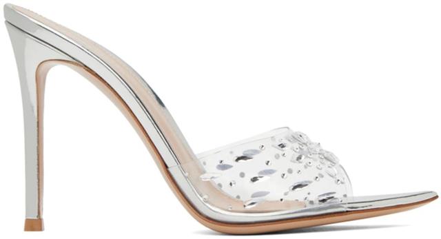 GIANVITO ROSSI Glass Crystal-embellished Sandals In Silver Product Image