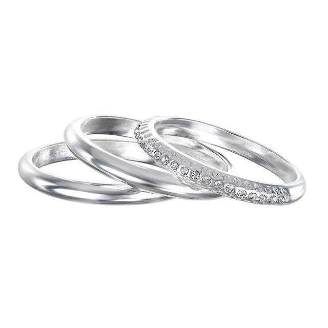 Emberly Silver Tone Pave & Smooth Band 3-piece Ring Set, Womens Product Image