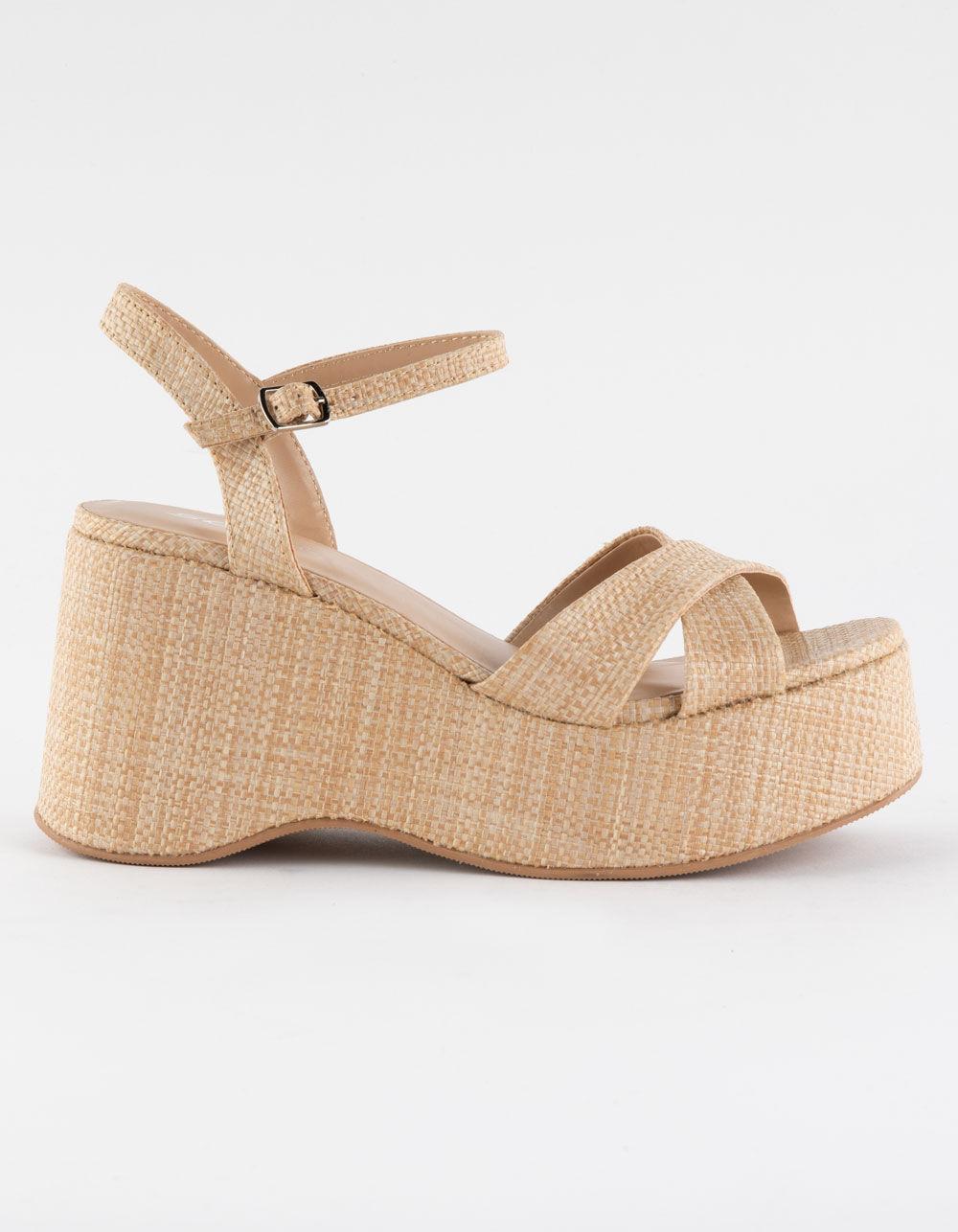 SODA Cross Band Womens Platform Wedges Product Image