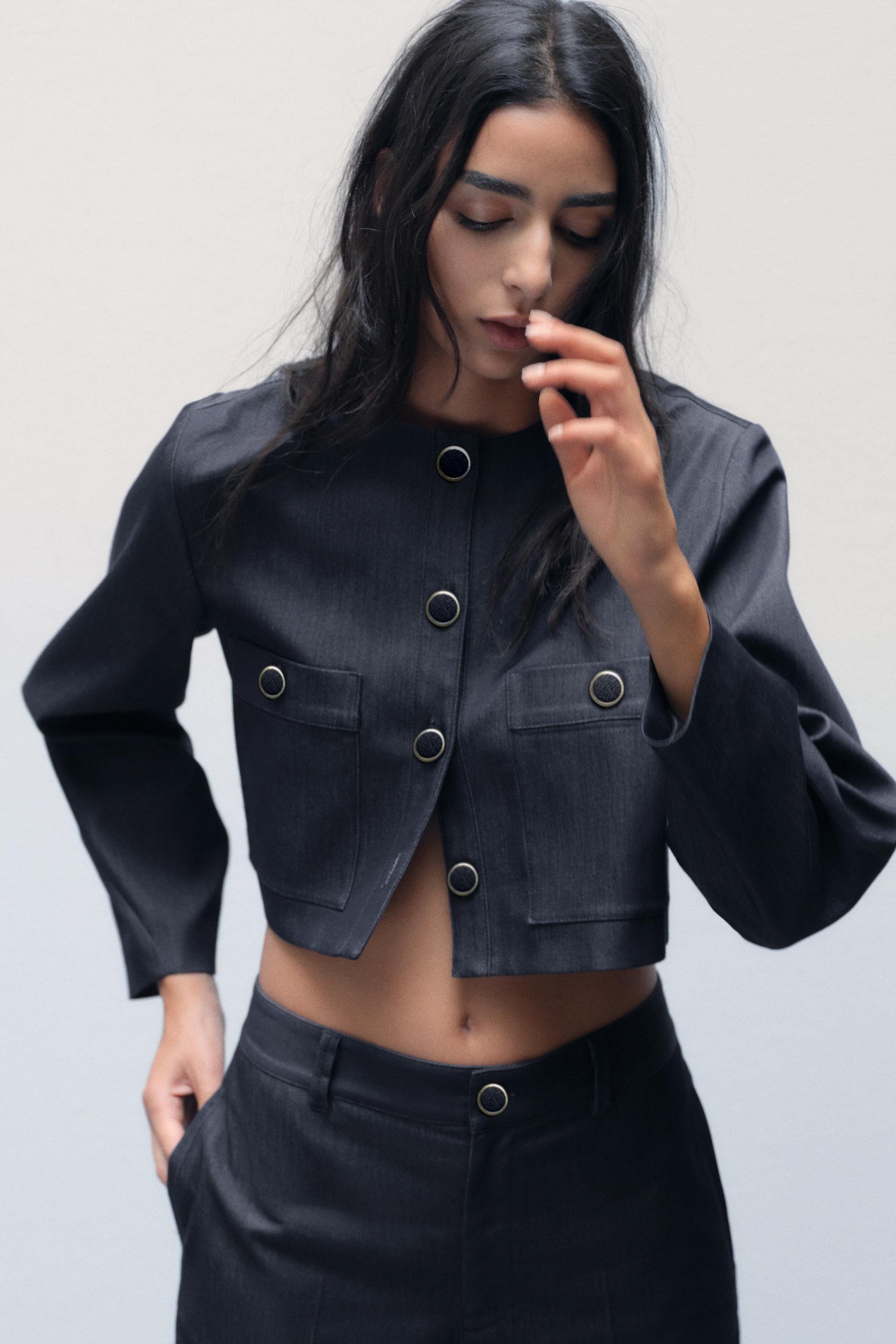 CROPPED JACKET WITH BUTTONS product image