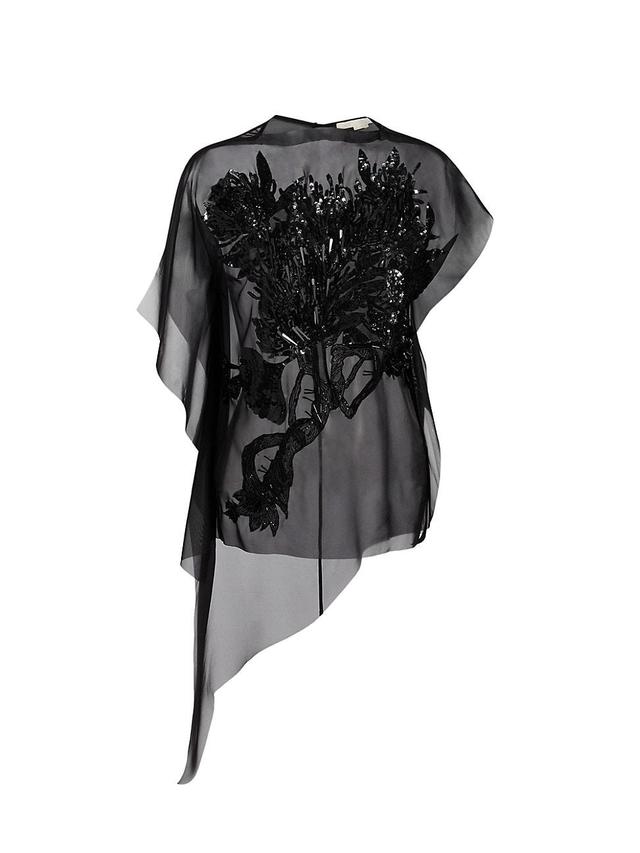 Womens Organza Floral Embroidered Top Product Image