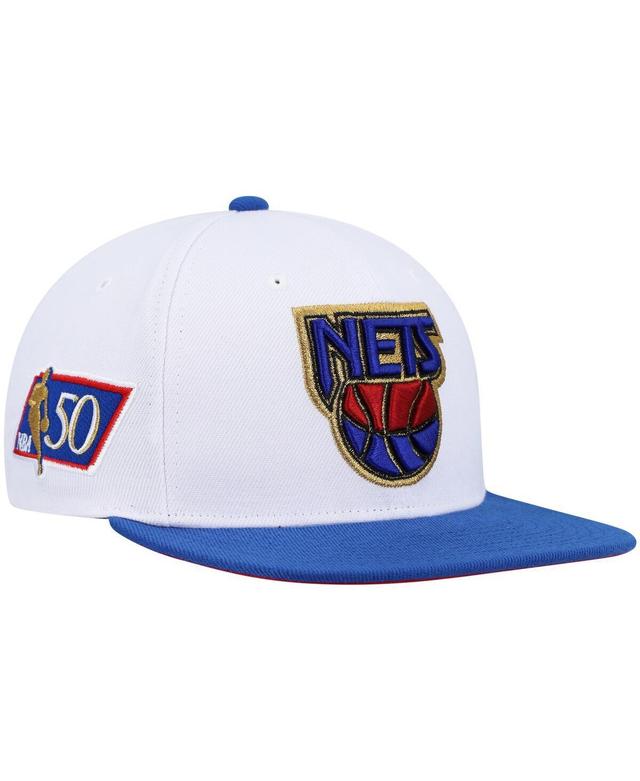 Mens Mitchell & Ness White New Jersey Nets Hardwood Classics 50th Anniversary Snapback Hat - White Product Image