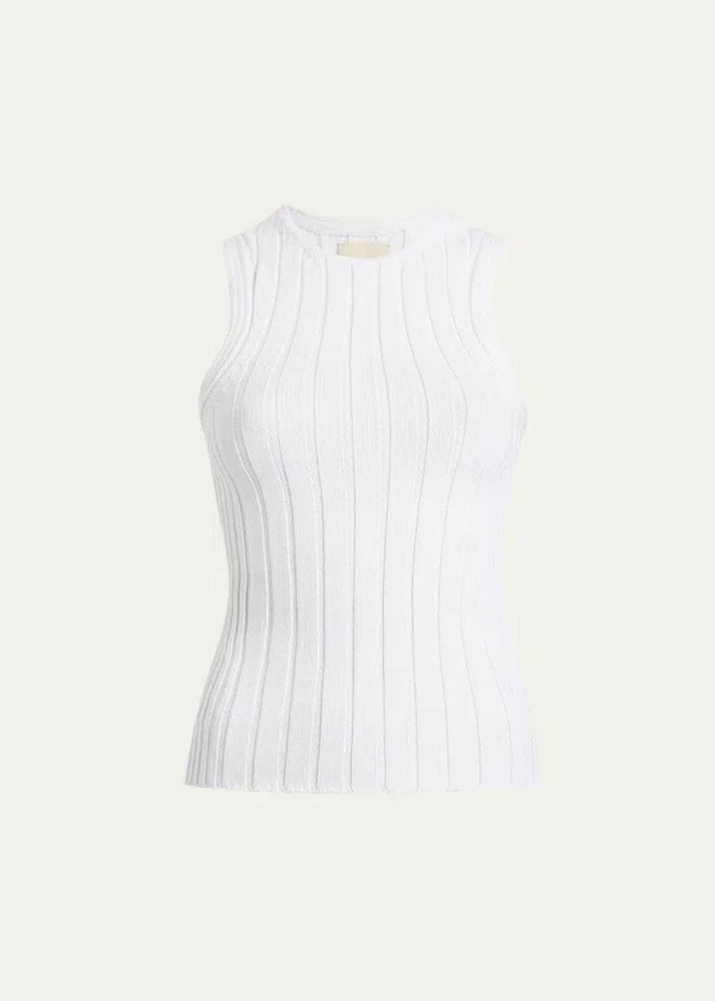 Manu Wide Rib Knit Tank Top In White Product Image