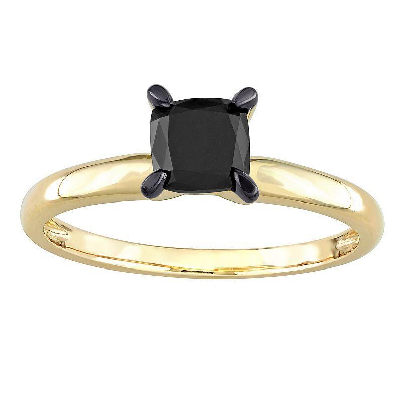 Stella Grace 14k Gold 1 Carat T.W Black Diamond Cushion Solitaire Ring, Womens Product Image