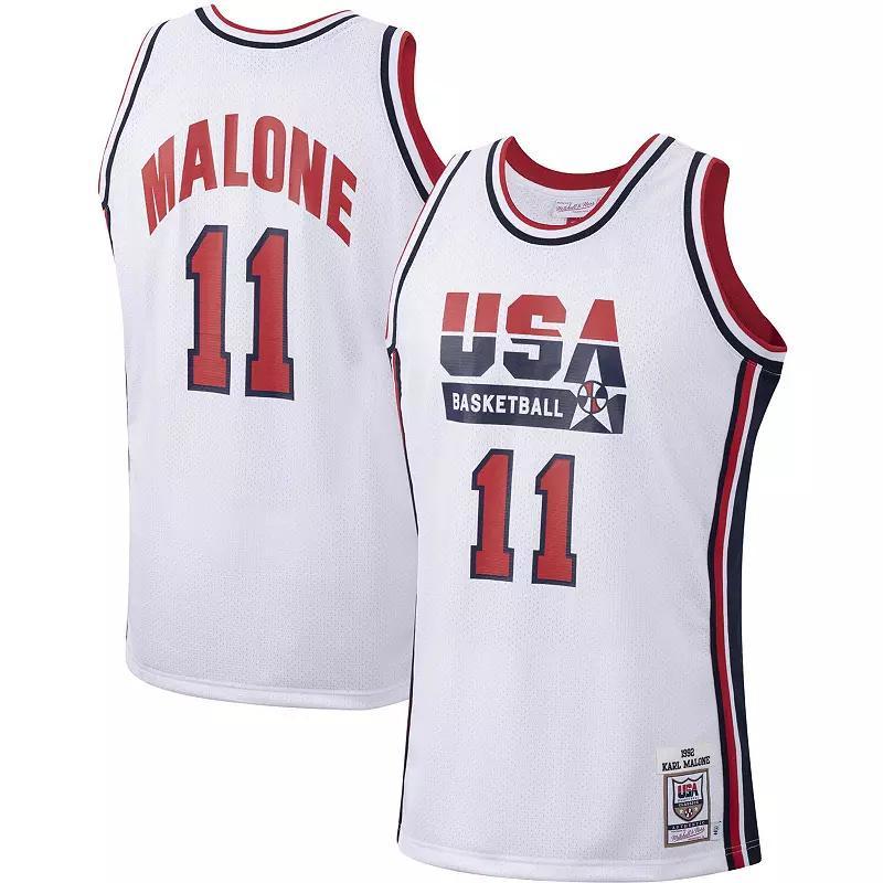 Mens Mitchell & Ness Karl Malone White USA Basketball Authentic 1992 Jersey Product Image