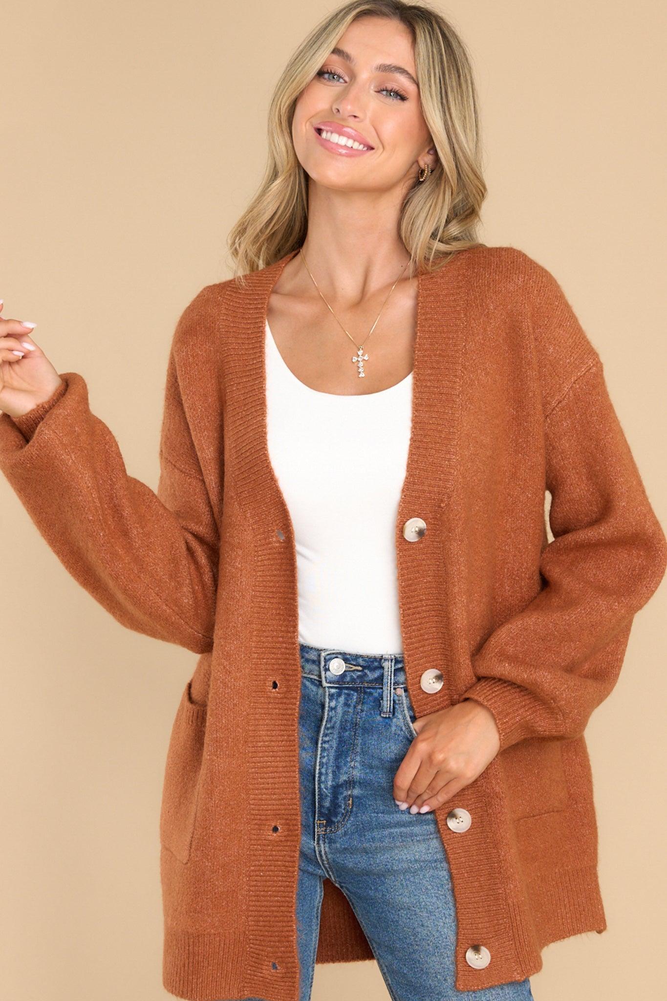 Fable Your Best Bet Honey Cardigan Brown Product Image