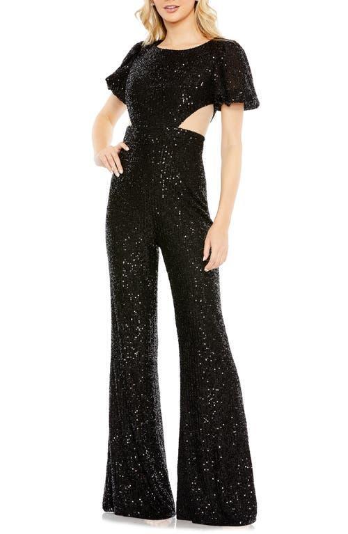 Mac Duggal Sequin Cutout Wide Leg Jumpsuit Product Image