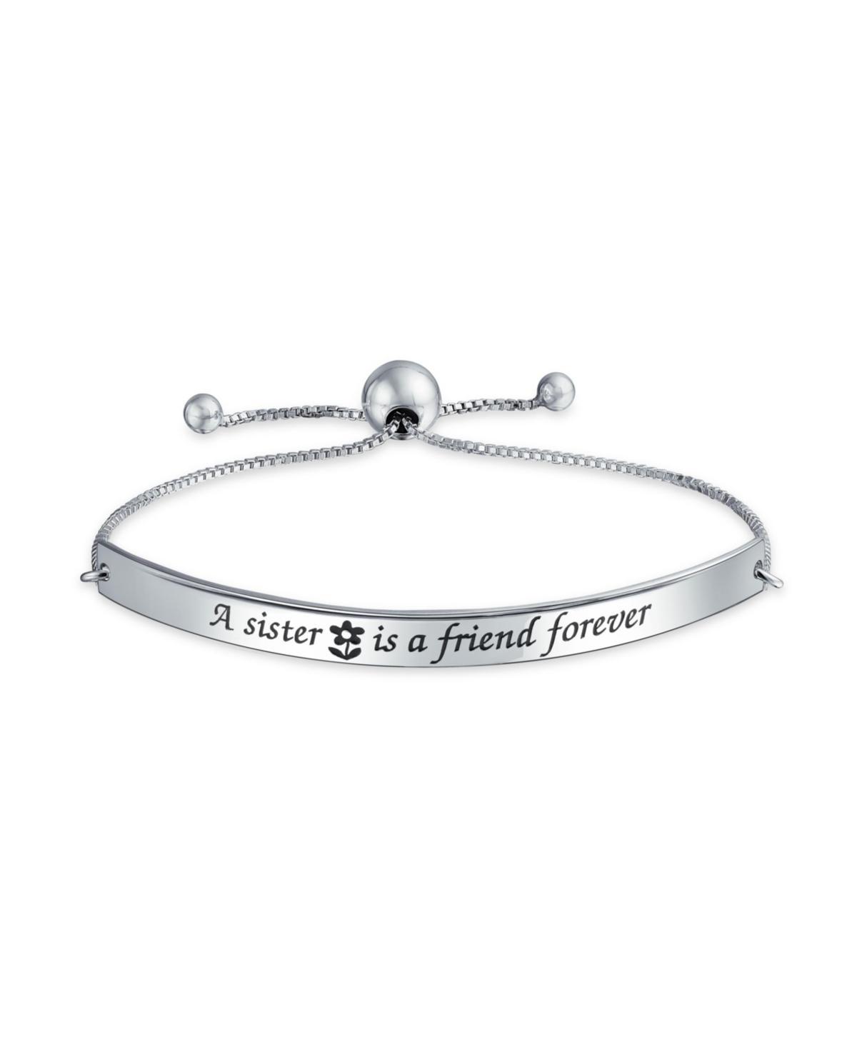 Bling Jewelry A Sorority Sister is a Friend Forever Inspirational Bff Mantra Bolo Bracelet For Women Graduation Gift Sterling Silver Adjustable - Silv Product Image