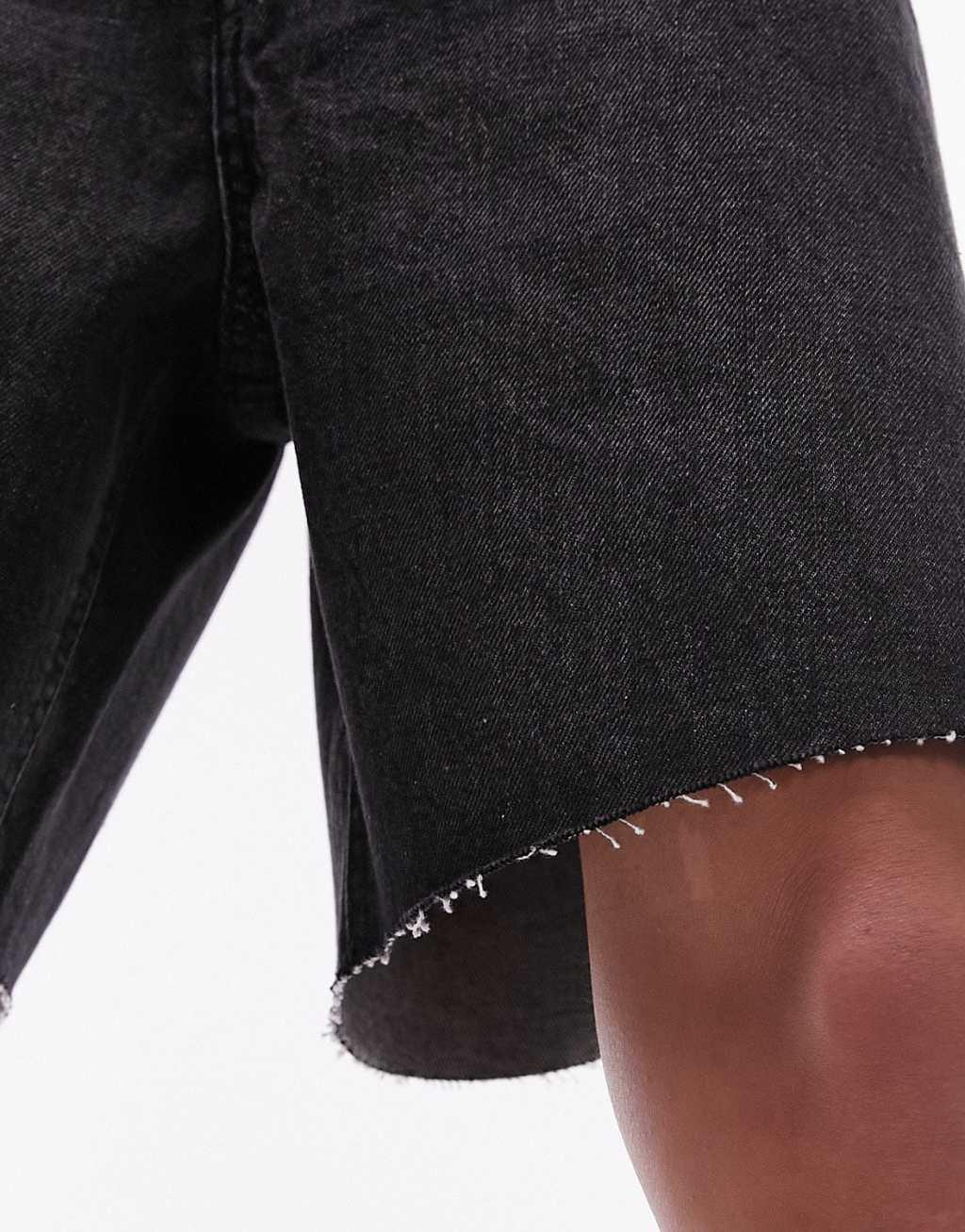 Topshop denim jorts in washed black Product Image