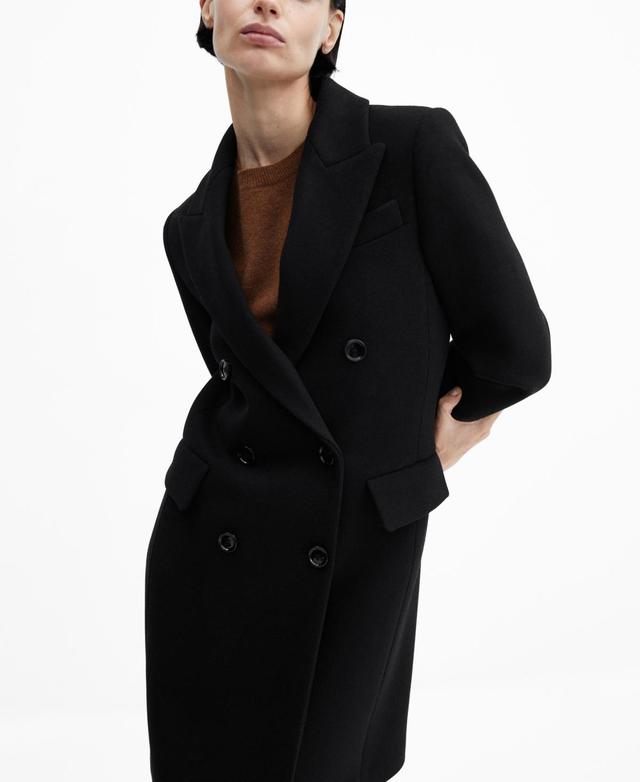 MANGO - Double-breasted wool coat blackWomen Product Image