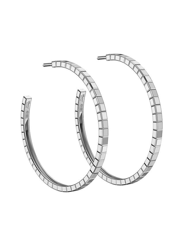 Womens Ice Cube 18K White Gold Hoop Earrings Product Image