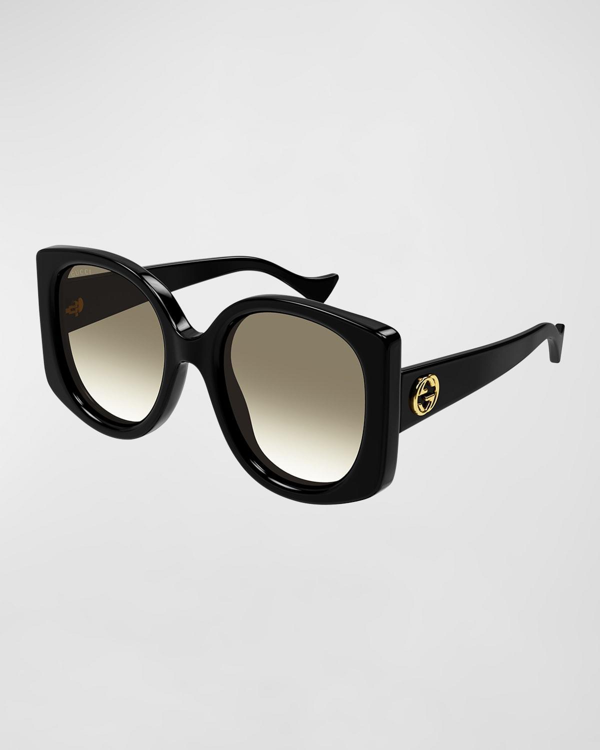 Gucci Womens GG1257SA 56mm Havana Round Butterfly Sunglasses Product Image