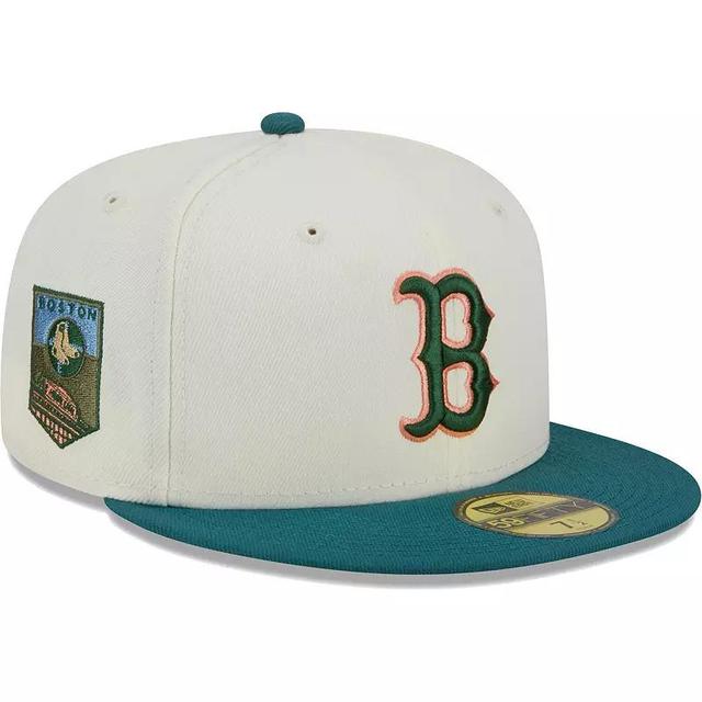 Mens New Era Cream Boston Red Sox Chrome Evergreen 59FIFTY Fitted Hat Product Image