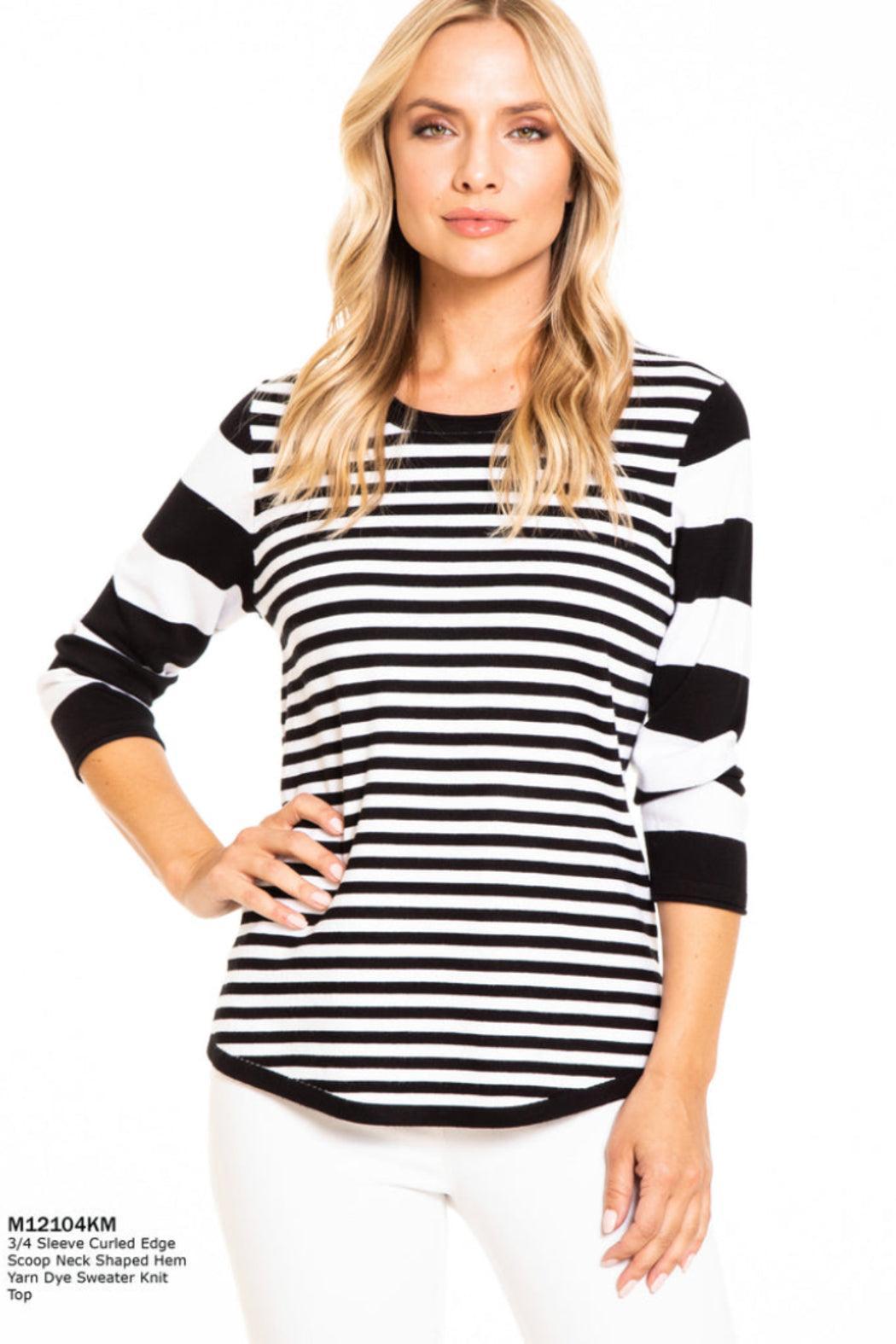 Black and White Stripe Sweater Product Image