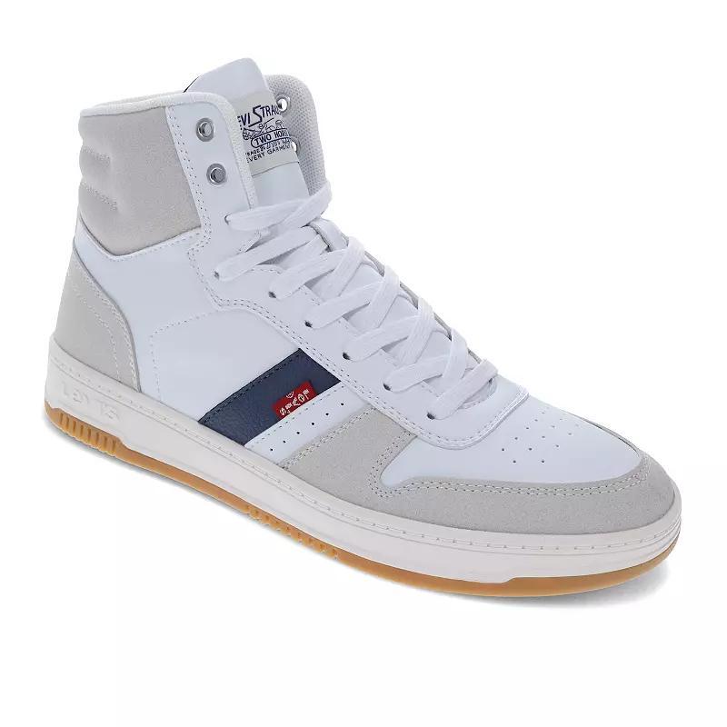 Levis Drive High Top Mens Sneakers White Cappuccino Brown Product Image