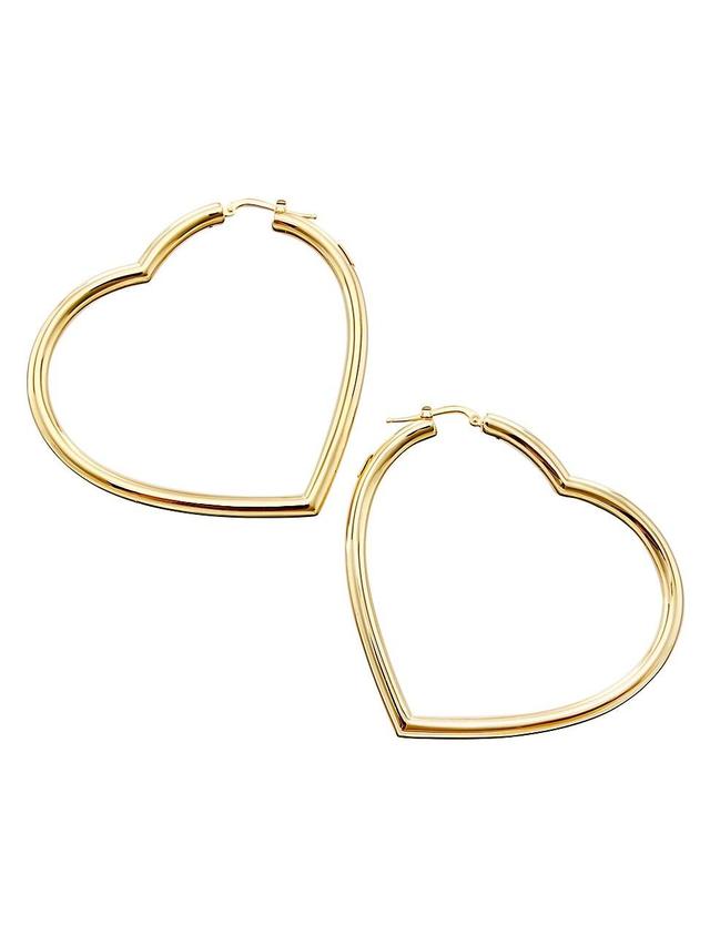 Womens 14K Yellow Gold Large Heart Hoop Earrings Product Image