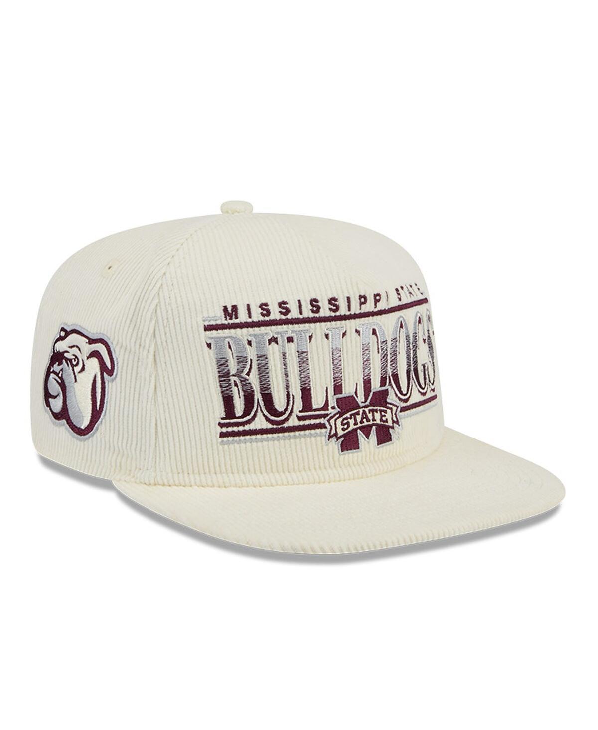 New Era Mens White Mississippi State Bulldogs Throwback Golfer Corduroy Snapback Hat Product Image