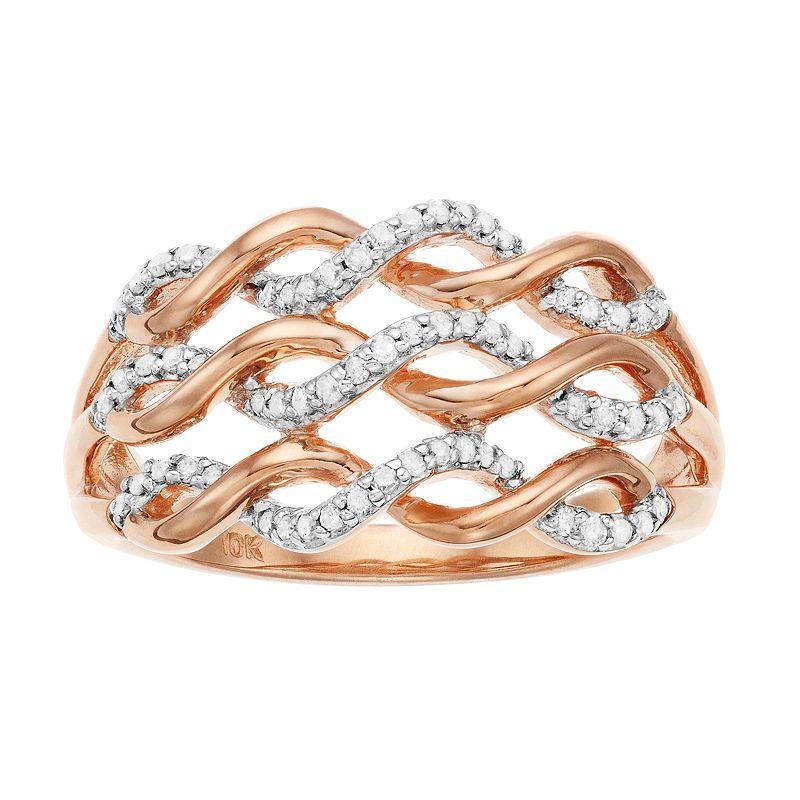 10k Rose Gold 1/4 Carat T.W. Diamond Tiered Twist Ring, Womens White Product Image