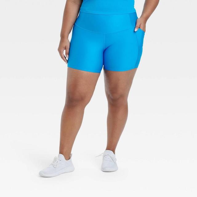 Womens Effortless Support High-Rise Pocketed Bike Shorts 6 - All In Motion Blue 3X Product Image