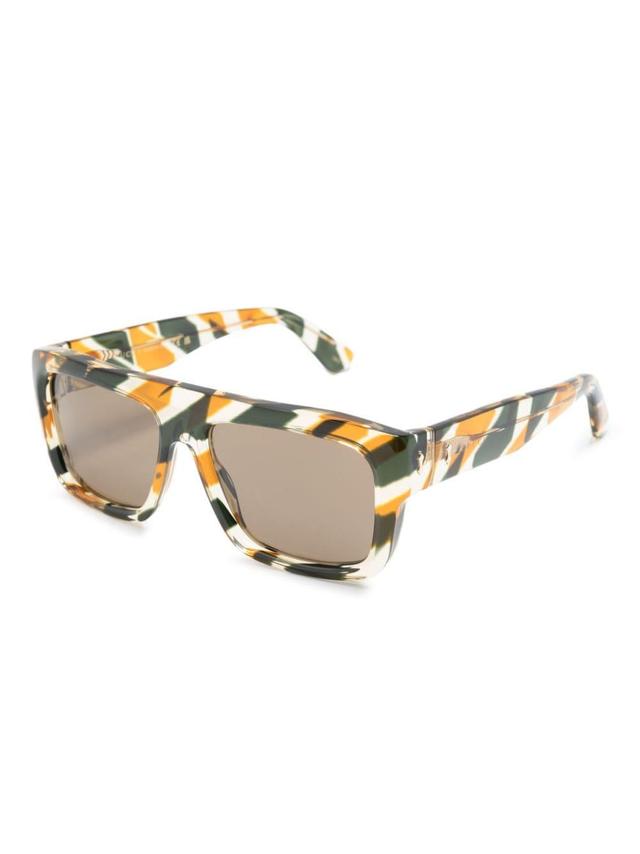 Stripe-print Square-frame Sunglasses In Black Product Image