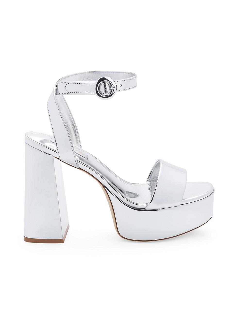 Womens Dolly Metallic Leather Platform Ankle-Strap Sandals Product Image