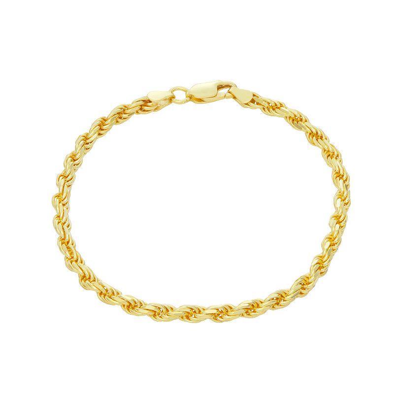 Giorgio di Vicenza Sterling Silver Mens Italian Rope Chain Bracelet Gold Tone Product Image