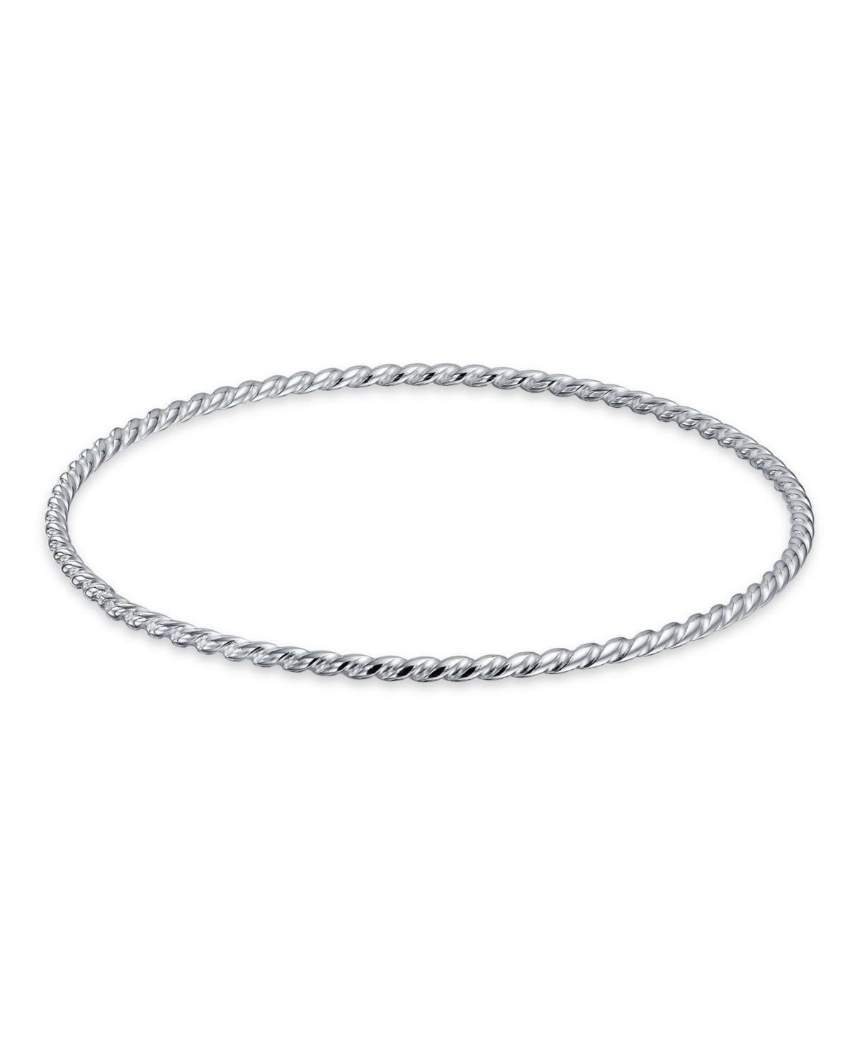 Bling Jewelry Woven Rope Thin Cable Round Stackable Braided Twisted Bangle Bracelet For Women .925 Sterling Silver Product Image