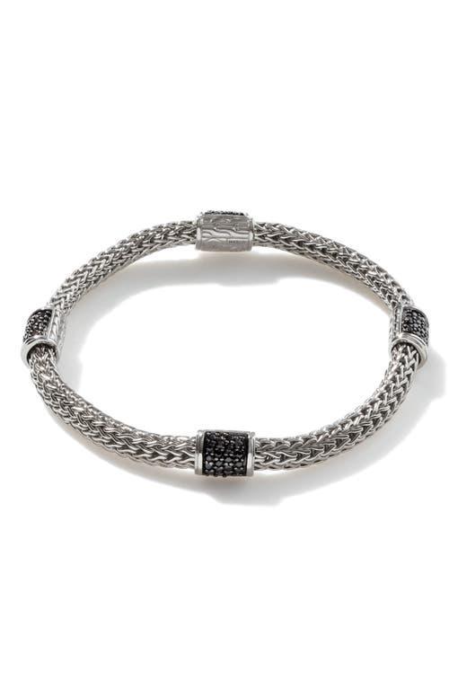 Womens Classic Chain Sterling Silver & Black Sapphire Bracelet Product Image