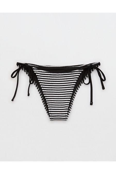 Aerie Crinkle Stripe Cheekiest Tie Bikini Bottom Women's Product Image